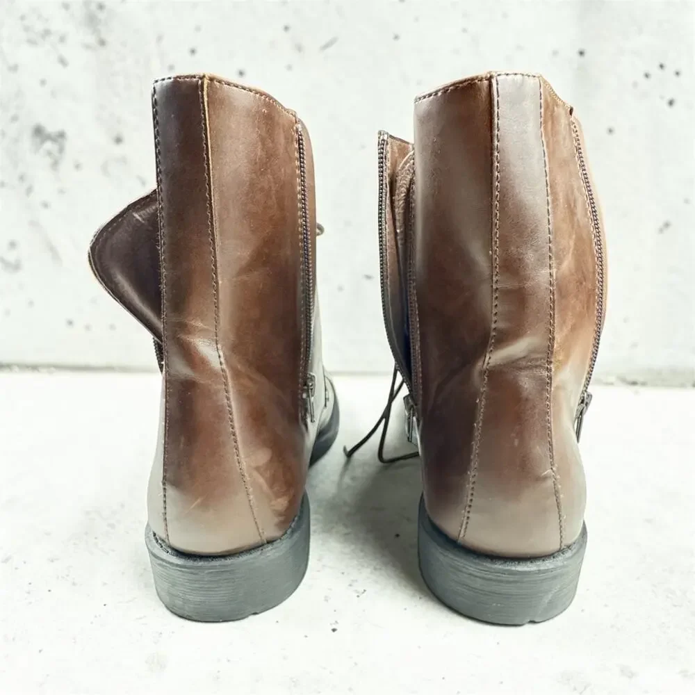Unlisted by Kenneth Cole Brown Lace Up Zip Boots Mens 11 New